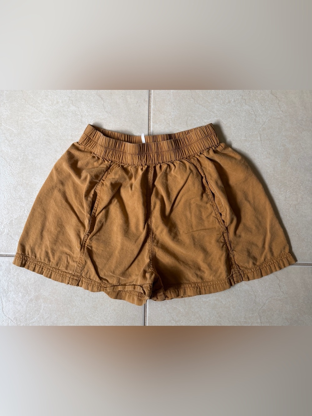 Free People Get Free Poplin High Rise Spiced Pecan Tan Pull On Boho Shorts Sz XS